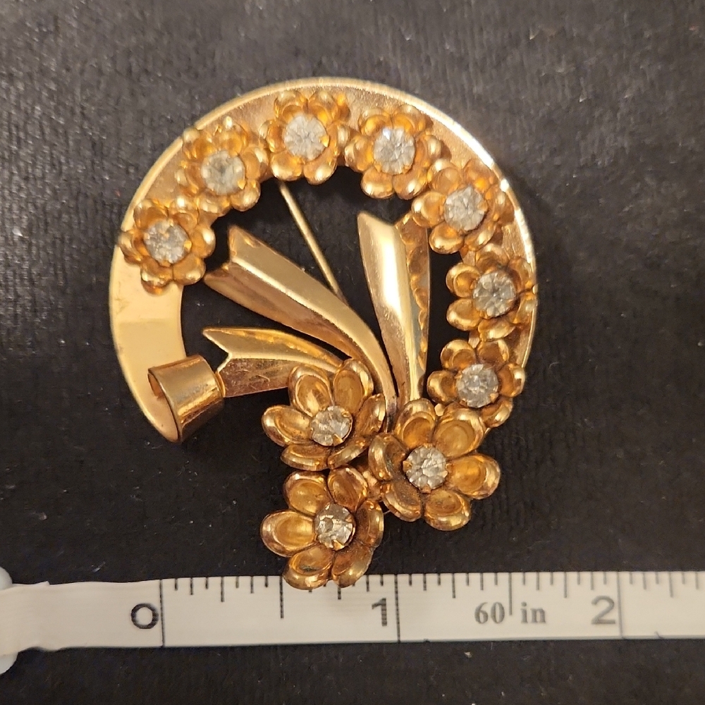 Chic Gold and Silver Floral Brooch